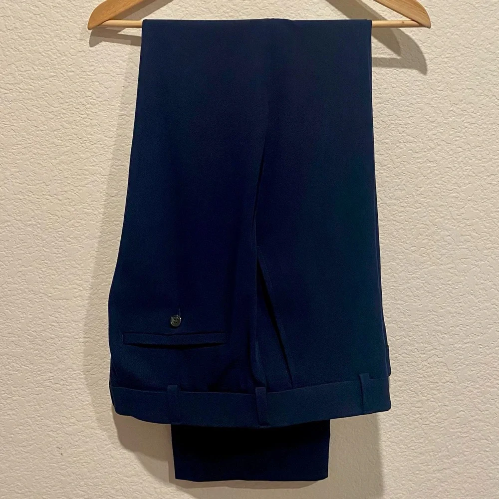Like New! Men’s Dress Pants Navy Blue 34/32 Flat Front Worn Once Machine Wash